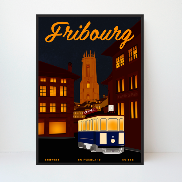 Fribourg | Tram by night | Limited edition | 50 pieces